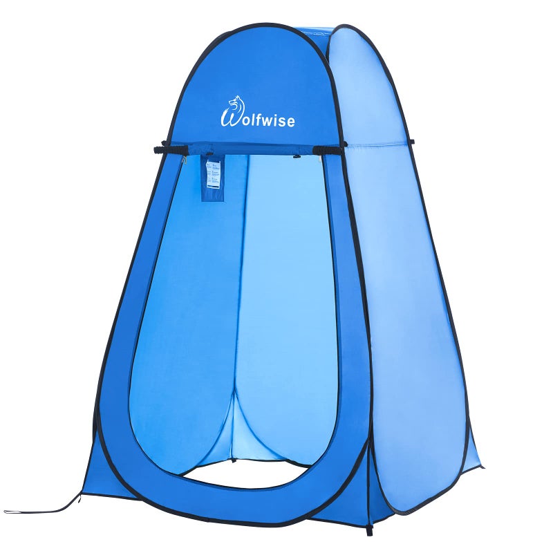 Wolfwise Pop Up Shower Tent, Portable Instant Changing Tent with Ventilation Window & Carry Bag, Privacy Bathroom Toilet Tent for Beach, Camping & Outdoor, Width 47.2 ", Height 74.8 ", Blue - Image 1